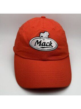 Mack Trucks Baseball Cap Hat Bulldog Logo Adjustable Orange 100% Cotton Men's